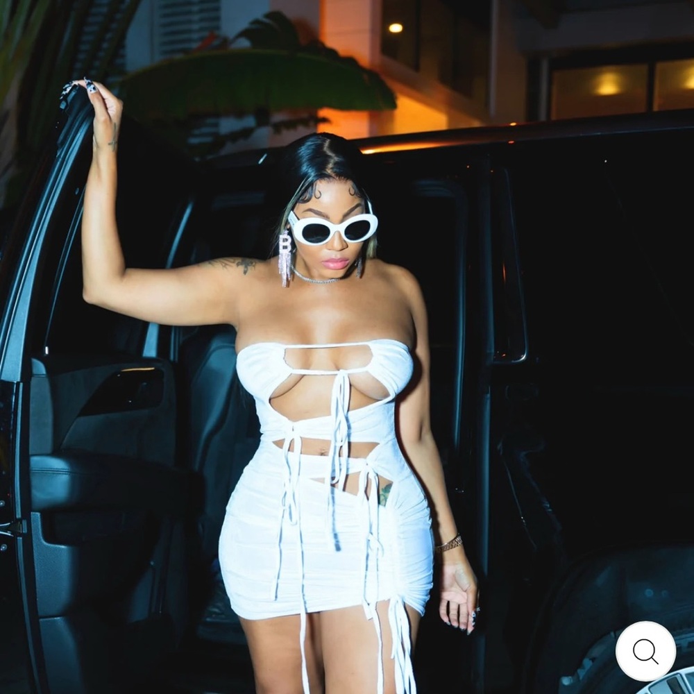 White Cut-Out Tie Detail Mini Dress
